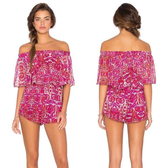 Show Me Your Mumu x REVOLVE Rosarita Romper in Pomegranate Punch Size Small - Picture 1 of 8